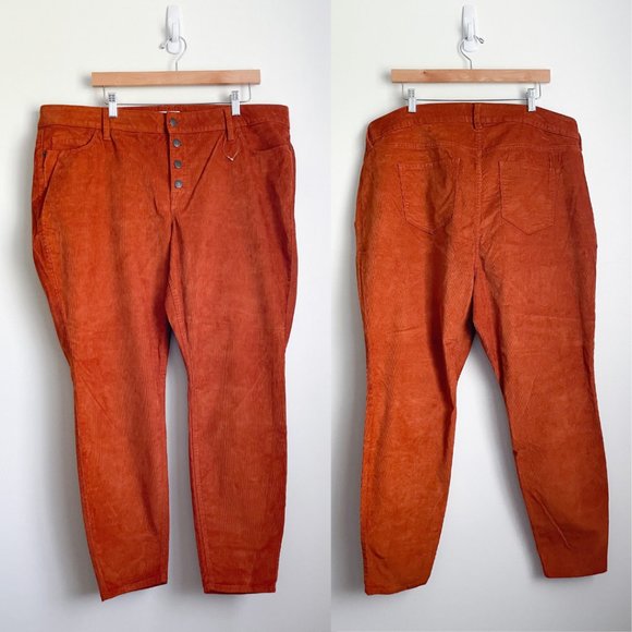 Old Navy Denim - NWOT Old Navy Rockstar High Rise Orange Corduroy Pants | exposed button fly